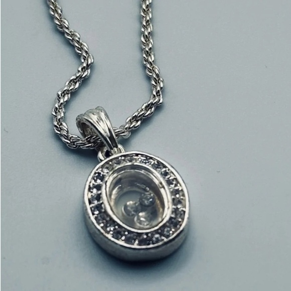 Oval CZ Crystal Pendant Necklace – Dancing Diamond Center Stones - Picture 11 of 11